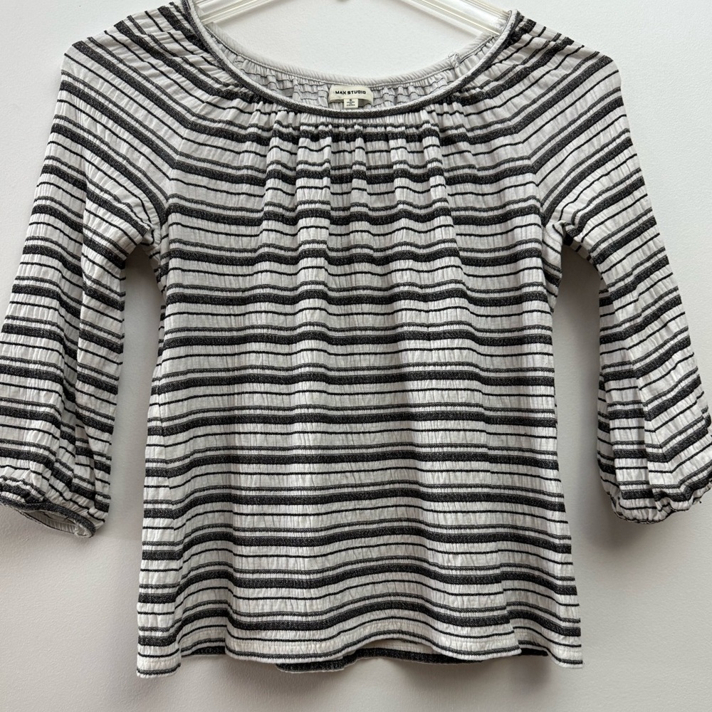 Max Studio Monochrome Striped Blouse